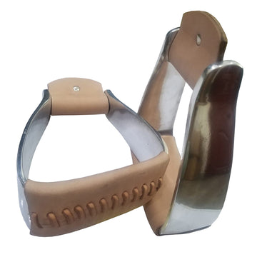 Bar H Equine Western Horse Heavy-Duty Genuine Leather Aluminum Stirrups